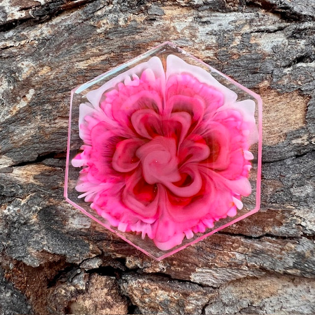 Hexagon tag large - bloom