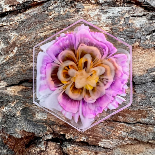 Hexagon tag large - bloom