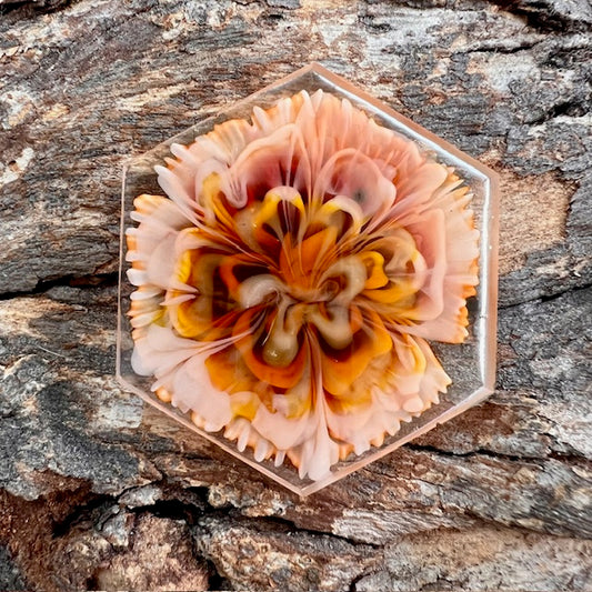 Hexagon tag large - bloom