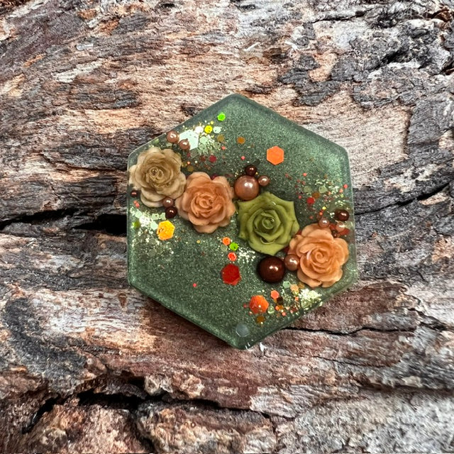 Autumn glow tag - hexagon small
