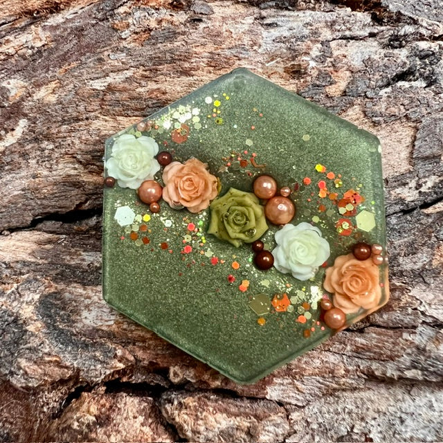 Autumn glow tag - hexagon large
