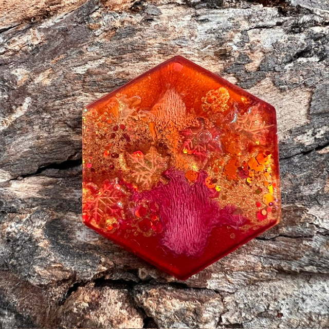 Autumn glow tag - hexagon large