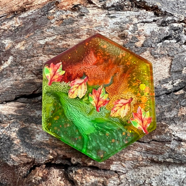 Autumn glow tag - hexagon large
