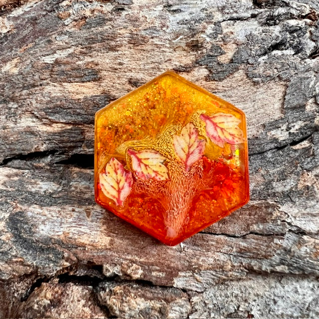 Autumn glow tag - hexagon small