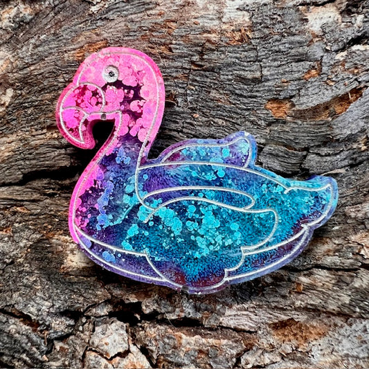 Flamingo floatie tag