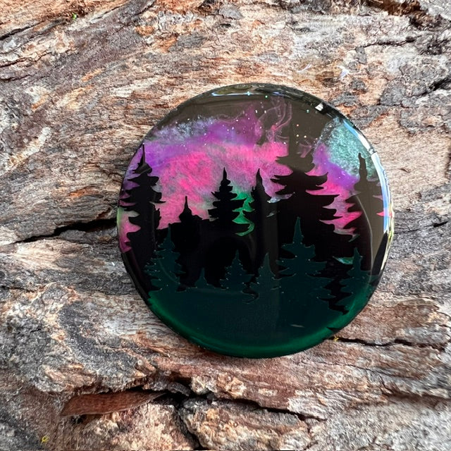 Magical Forest aurora tag - circle large