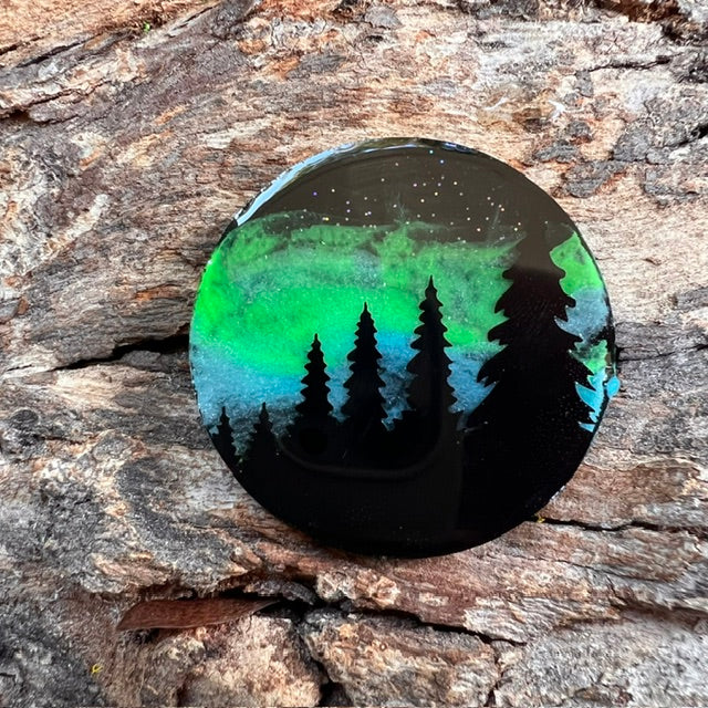 Magical Forest aurora tag - circle large