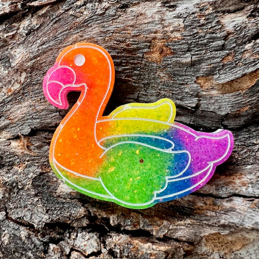 Flamingo floatie tag