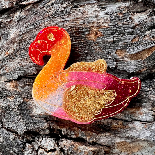 Flamingo floatie tag