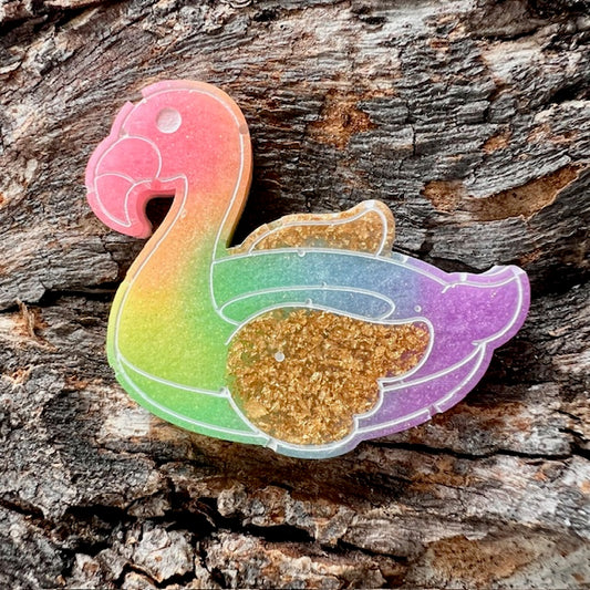 Flamingo floatie tag