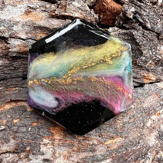 Hexagon tag large - Stardust Drift