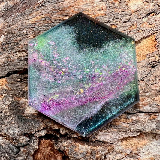 Hexagon tag large - Stardust Drift