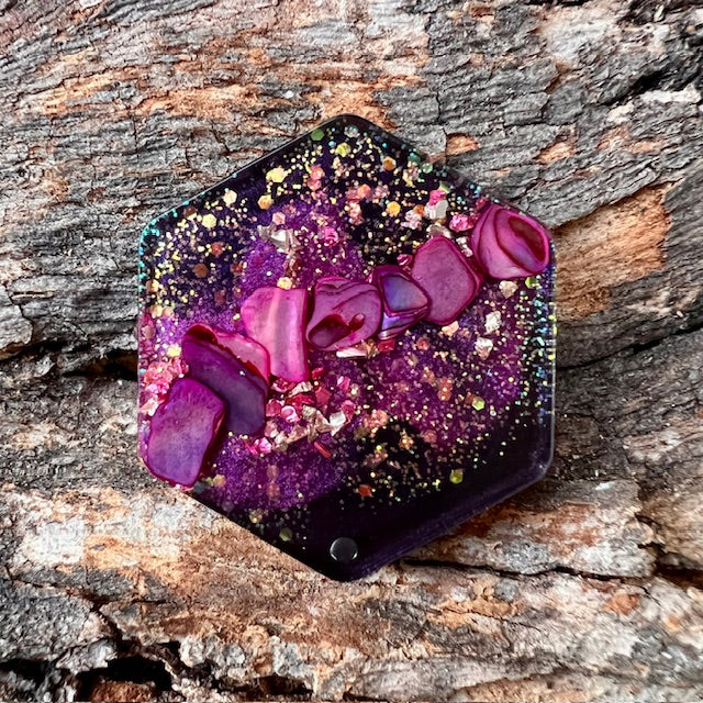 Hexagon tag small - Galactic Opal