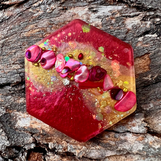 Hexagon tag large - Galactic Opal