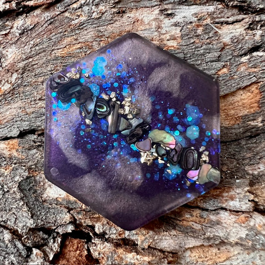 Hexagon tag large - Galactic Opal