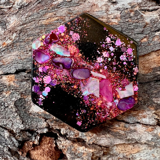 Hexagon tag large - Galactic Opal