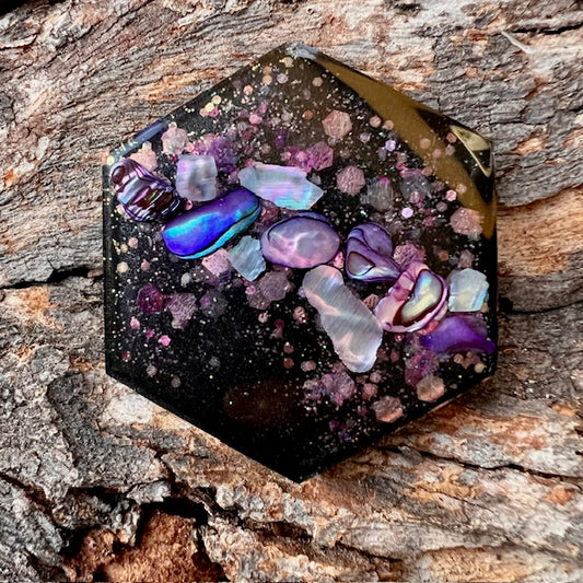Hexagon tag large - Galactic Opal