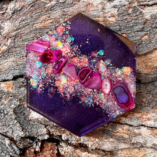 Hexagon tag large - Galactic Opal
