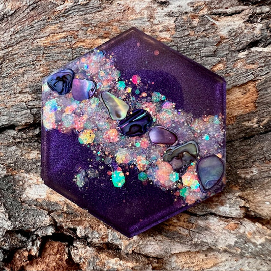Hexagon tag large - Galactic Opal