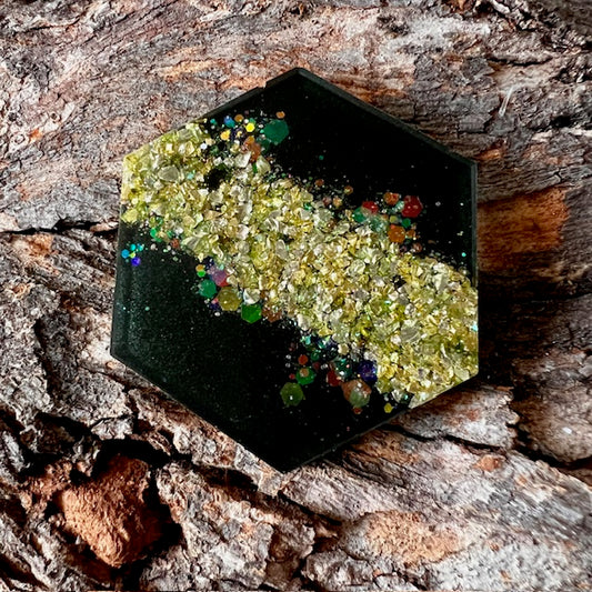 Hexagon tag large - Galactic Opal