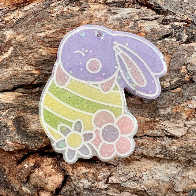 Easter egg flower bunny tag