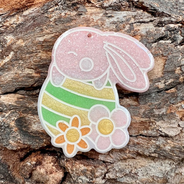 Easter egg flower bunny tag